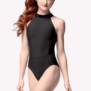 Eleve Dancewear Elysa Black Velvet Leotard Large